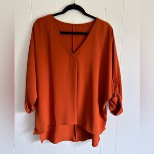 SHEIN Burnt Orange Batwing Blouse